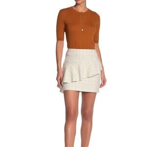 JOIE Window Pane Check Ruffle Mini Skirt 12